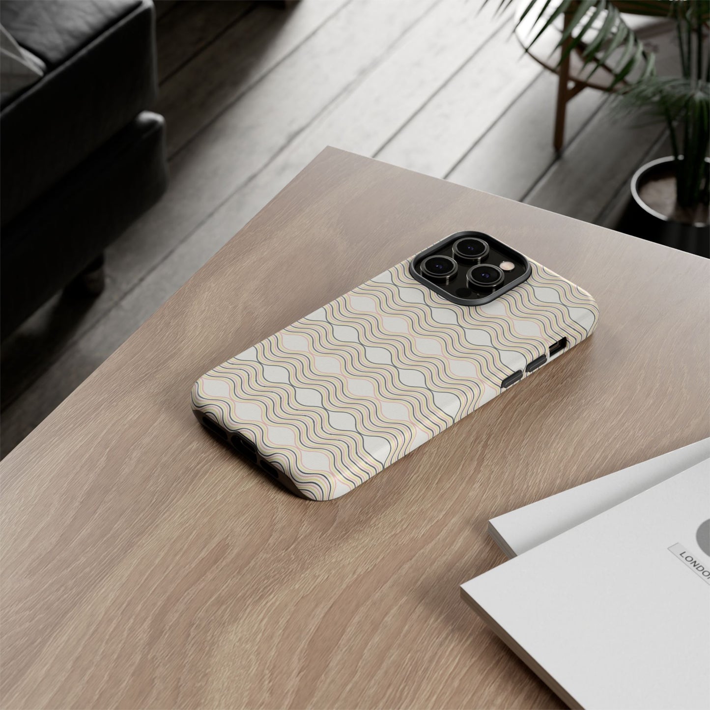Stylish Phone Case for Tough Protection, Wavy Design, Chic Accessory, Gift for Her, Trendy Tech, Holiday Gift Idea