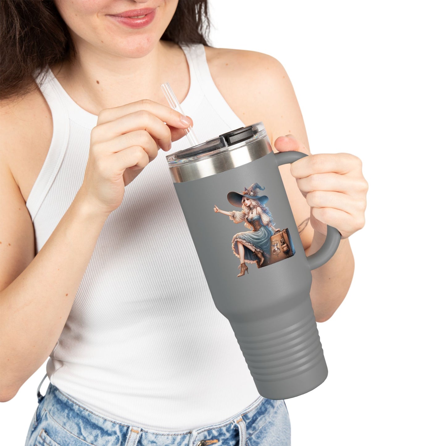 Stylish Insulated Travel Mug, 40oz: Perfect for Coffee Lovers, On-the-Go Drinks, Eco-Friendly, Gift for Her, Unique Travel Accessory