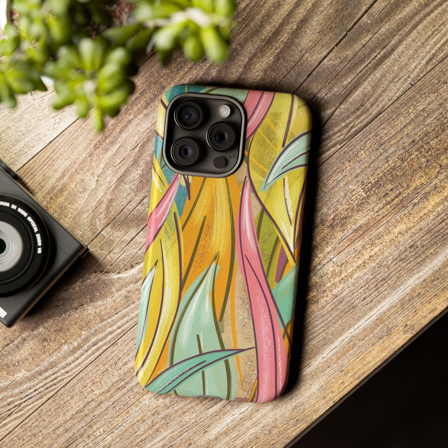 Vibrant Phone Case with Colorful Leaf Design, Tough Cases for Nature Lovers, Eco-Friendly Gift, Summer Vibes, Floral Phone Cover