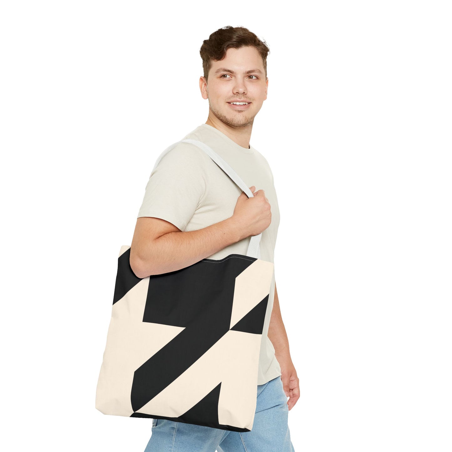 Chic Abstract Tote Bag, Stylish Travel Bag, Reusable Shopping Bag, Modern Design Bag, Fashionable Canvas Tote