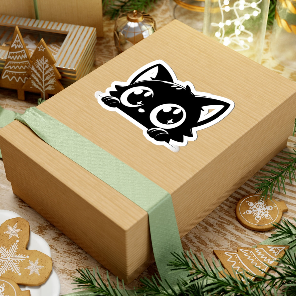 Cute Cat Kiss-Cut Stickers | Black Cat Laptop Decals, Cute Aesthetic Stickers, Gift for Cat Lovers, Cute Animal Stickers