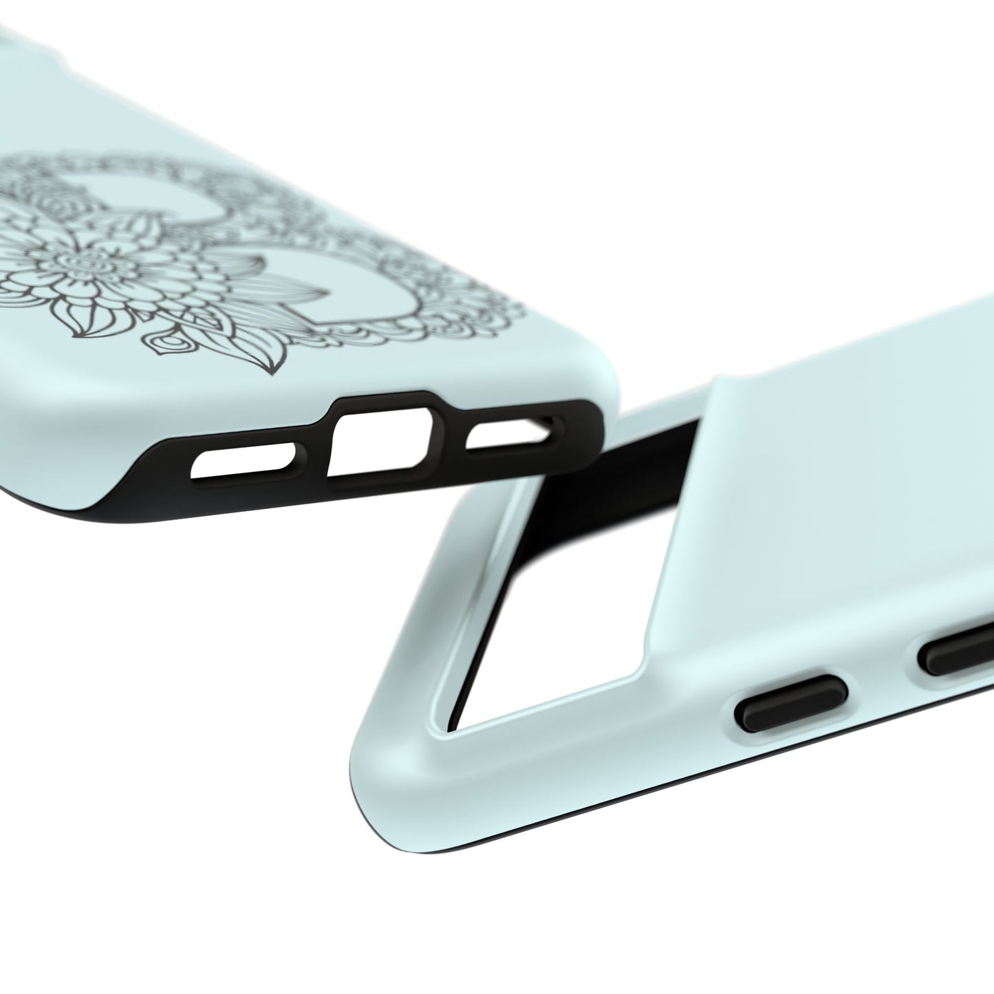 Personalized Tough Phone Case- Letter B, Floral Monogram Cell Phone Cover, Custom Protective Case, Unique Gift, Birthday, Graduation