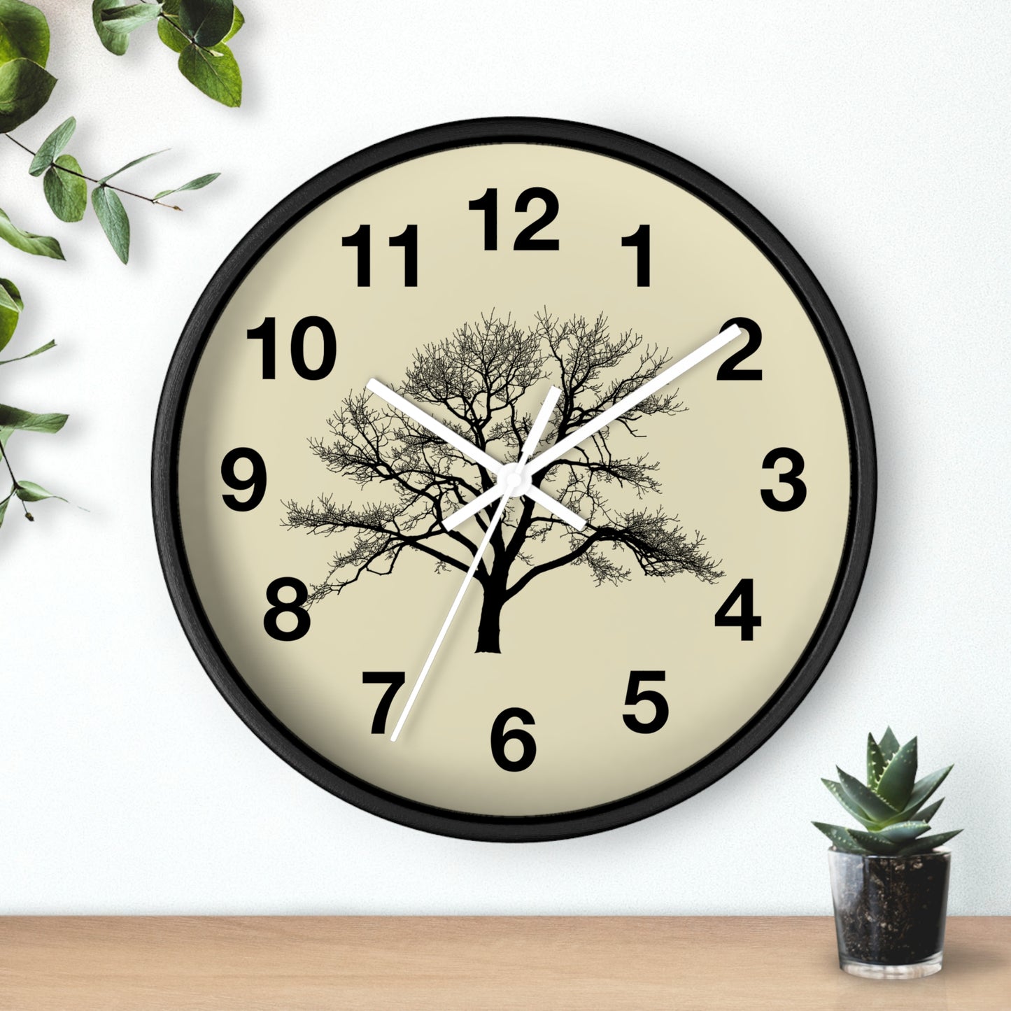 Elegant Tree Silhouette Wall Clock, Home Decor, Nature Lover Gift, Rustic Wall Art, Black and White Clock, Classic Timepiece
