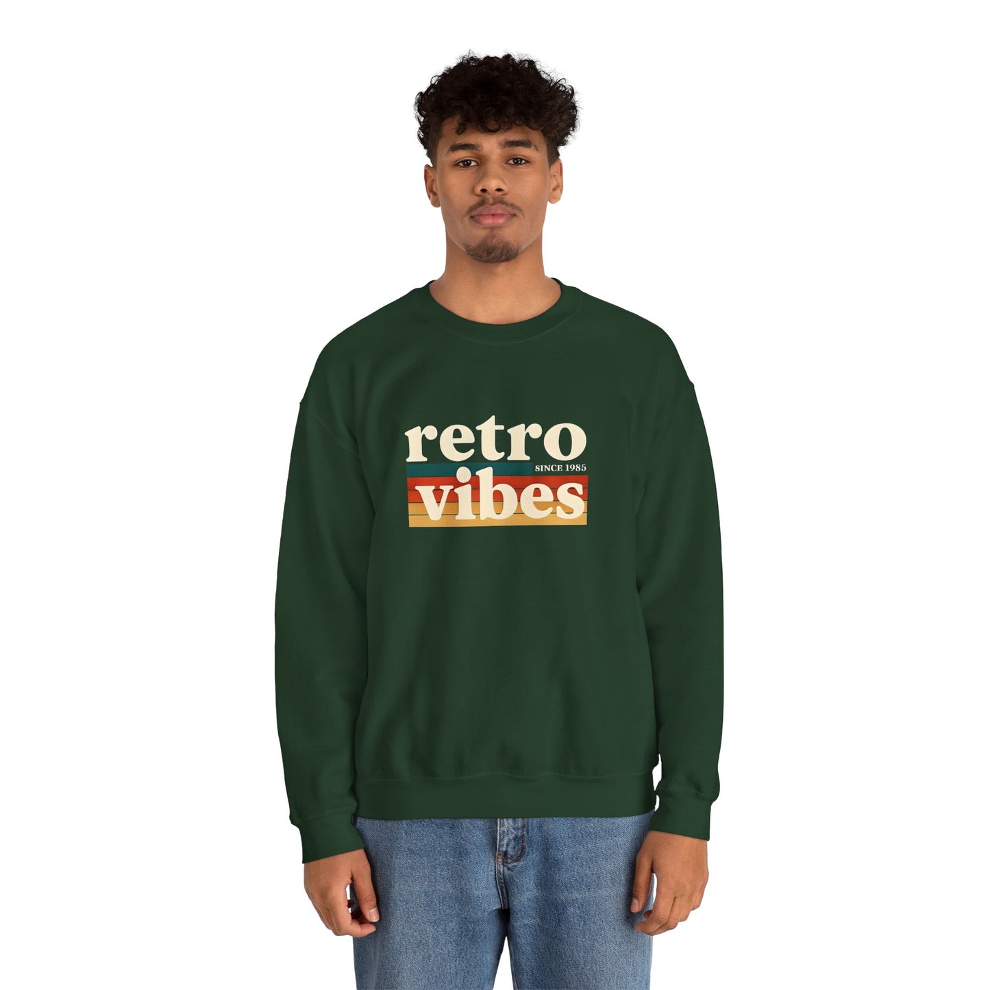 Retro Vibes Crewneck Sweatshirt, Unisex Vintage Style, Cozy Fall Fashion, Gift for Music Lovers, Chill Weekend Wear