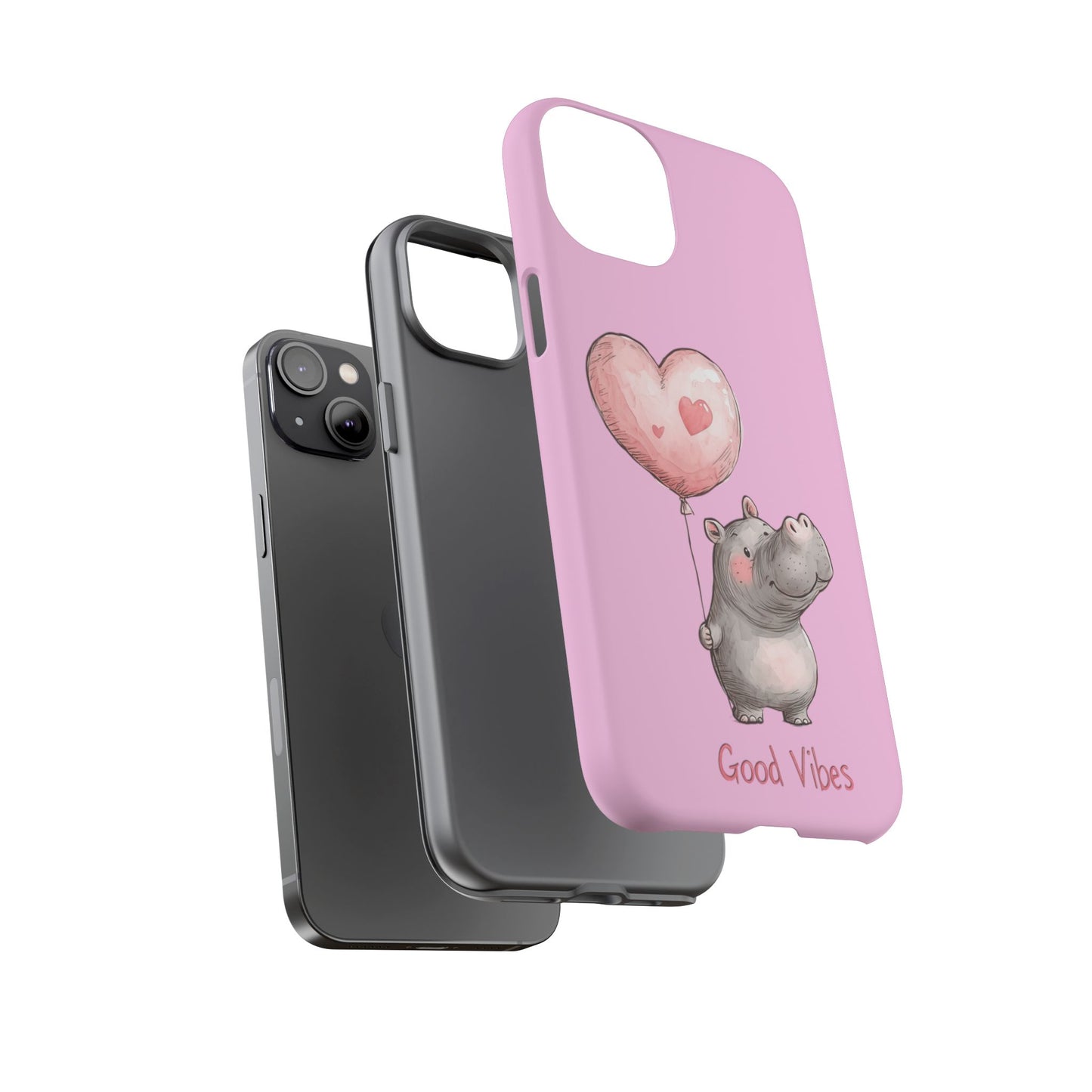 Cute Hippo Phone Case | Good Vibes, Gift for Friends, Cute Phone Accessories, Animal Lover Gift, Happy Phone Cover