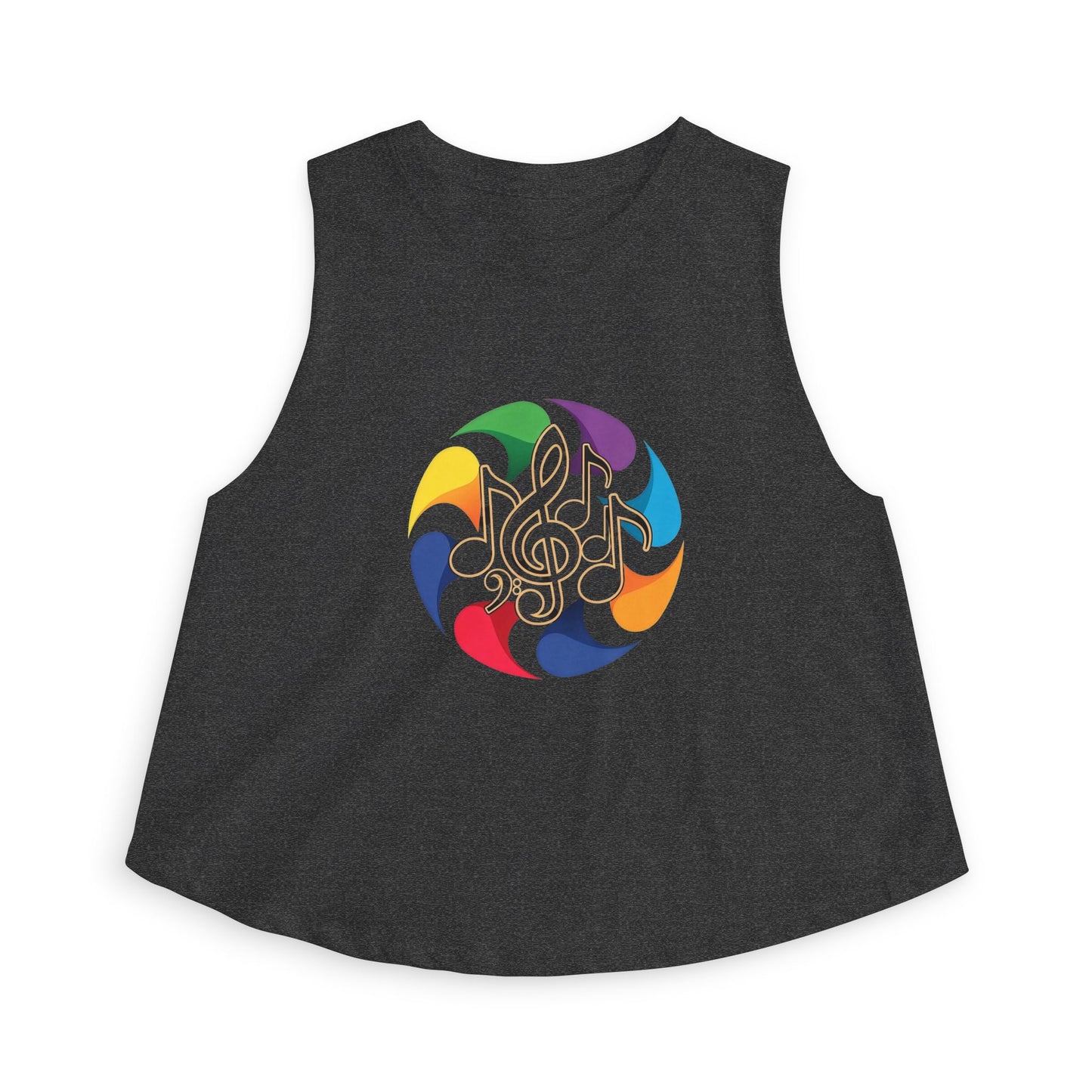 Music Note Mandala Crop Top – Colorful Boho Festival Tank