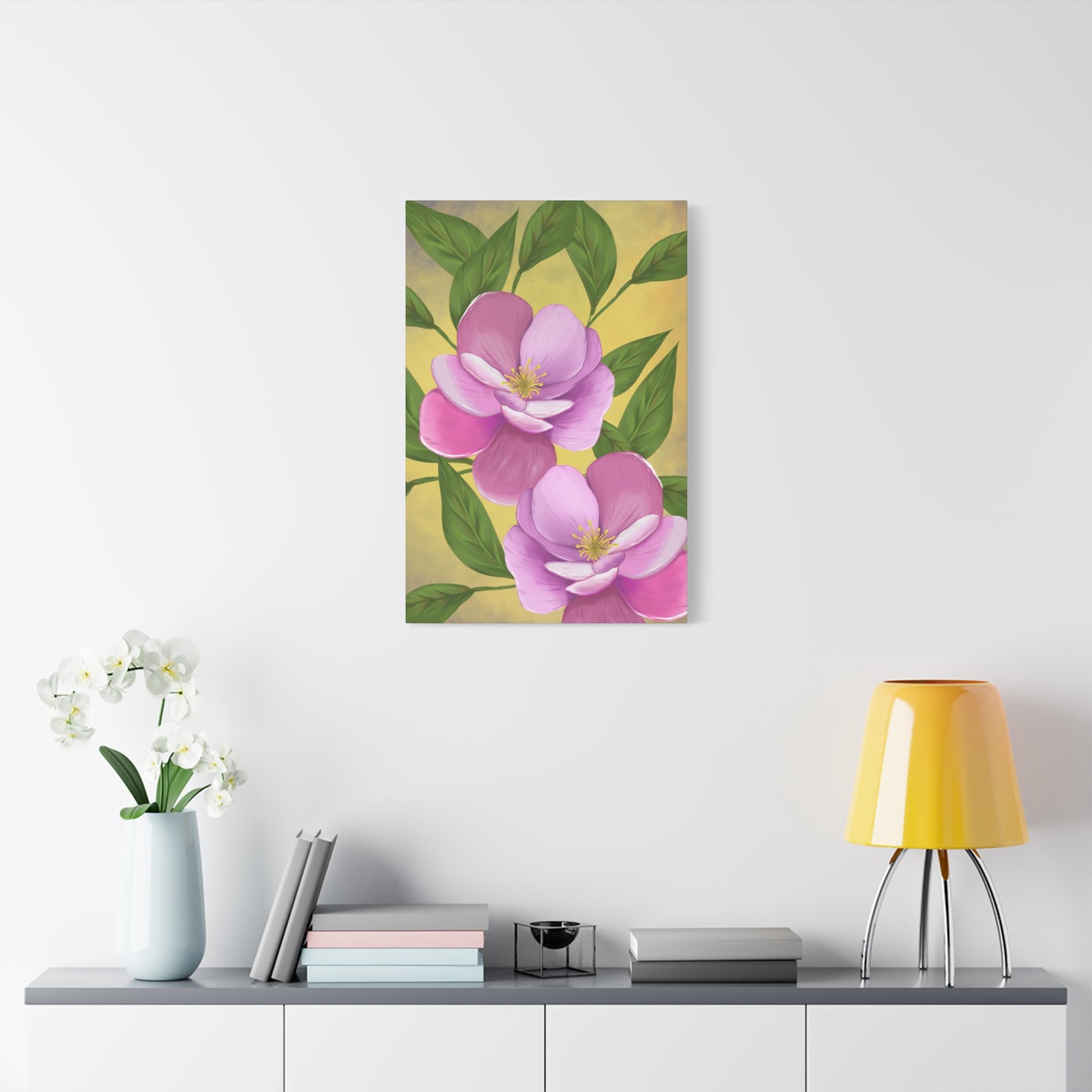 Matte Canvas, Stretched, 1.25" Tulips Pink and Purple Flowers
