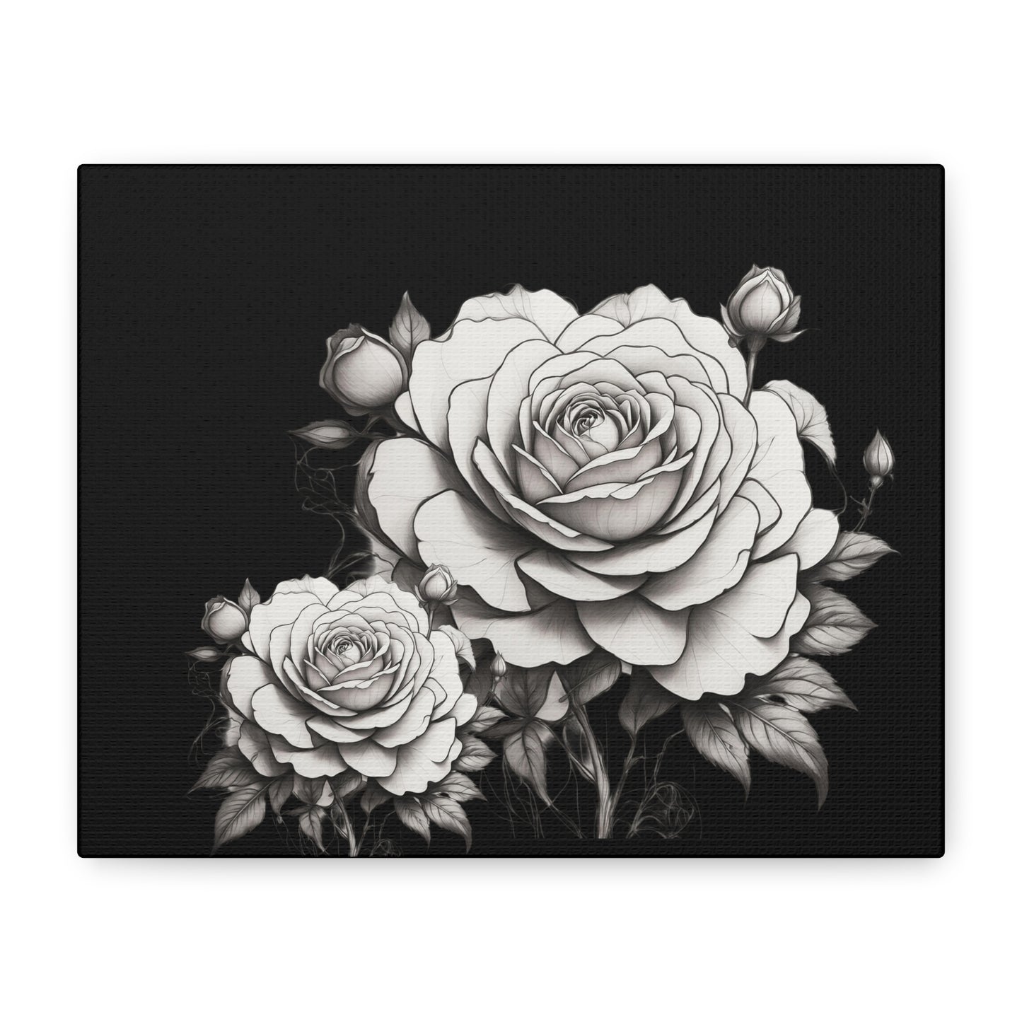 Monochrome Rose Canvas Print — Black & White Floral Wall Art