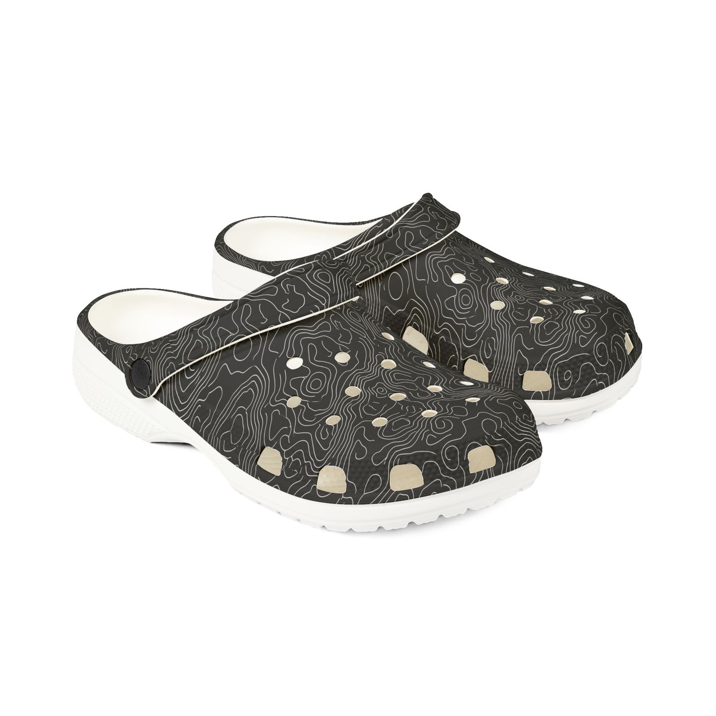 EVA Foam Clogs — Lightweight Black Swirl Slip‑On Shoes