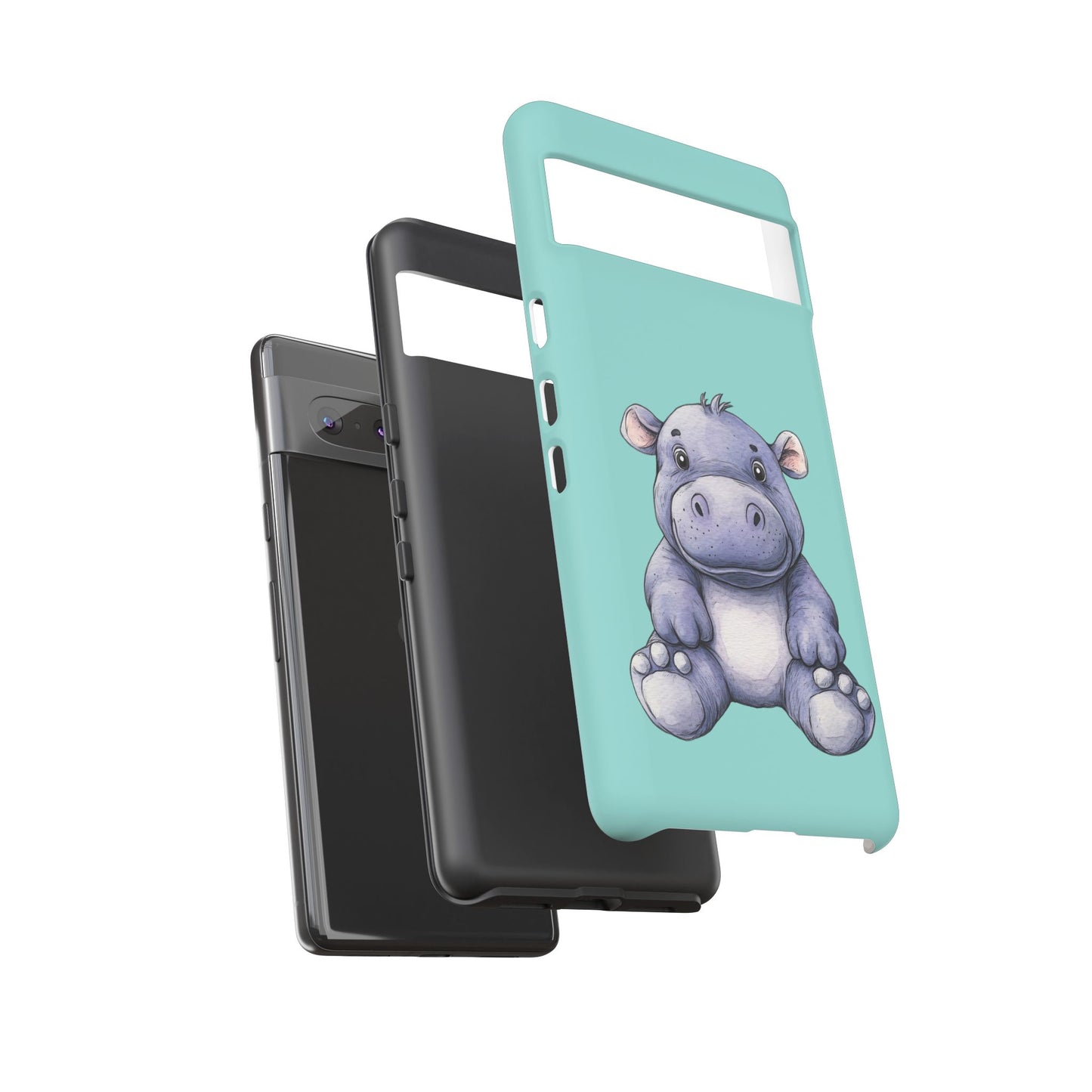 Cute Hippo Phone Case, Tough Phone Cover, Fun Animal Case, Gift for Kids, Cute Decor, Birthday Present