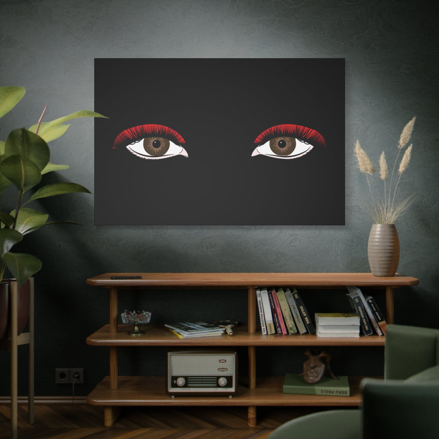 Red Lashes Wall Art Canvas — Glam Eyes Makeup Decor