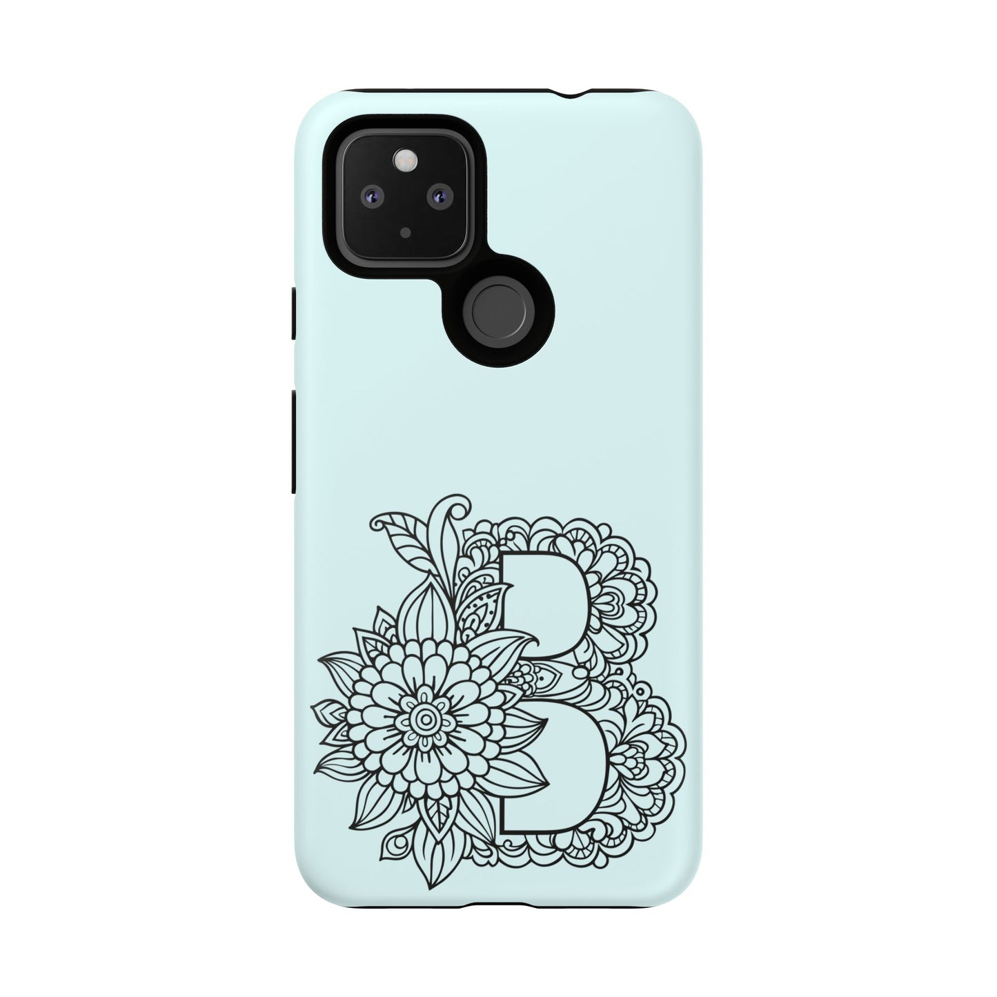 Personalized Tough Phone Case- Letter B, Floral Monogram Cell Phone Cover, Custom Protective Case, Unique Gift, Birthday, Graduation