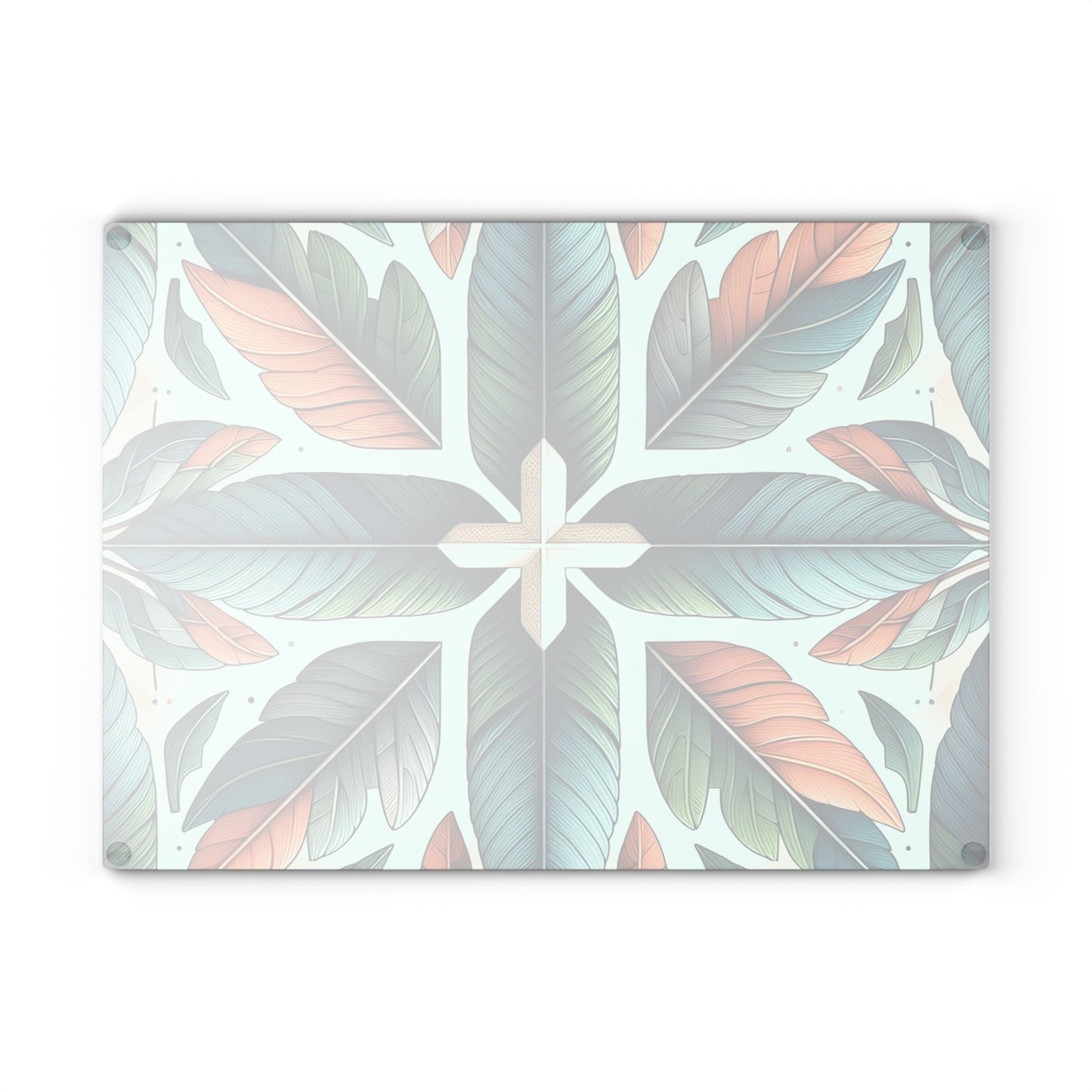 Tropical Leaf Glass Cutting Board — Botanical Decorative Kitchen Board