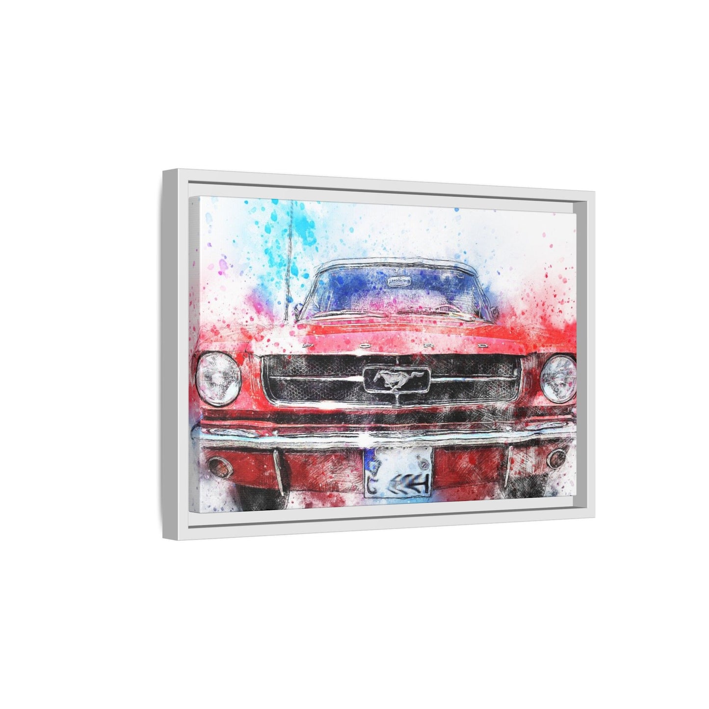 Matte Canvas, Framed Mustang Car