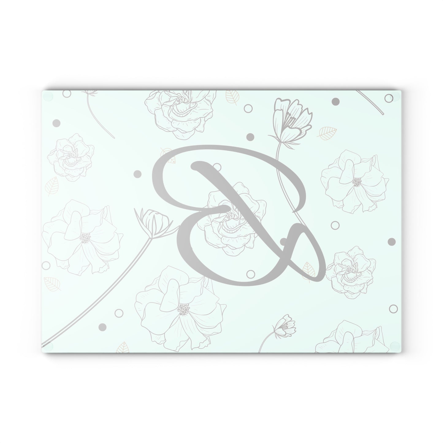 Floral Monogram Glass Cutting Board - Personalized Kitchen Decor, Wedding Gift, Housewarming Present, Farmhouse Style, Custom Cooking