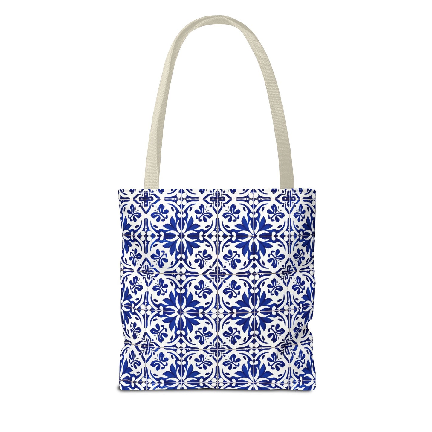 Blue Moroccan Tile Tote Bag - All-Over Print Patterned Market Tote