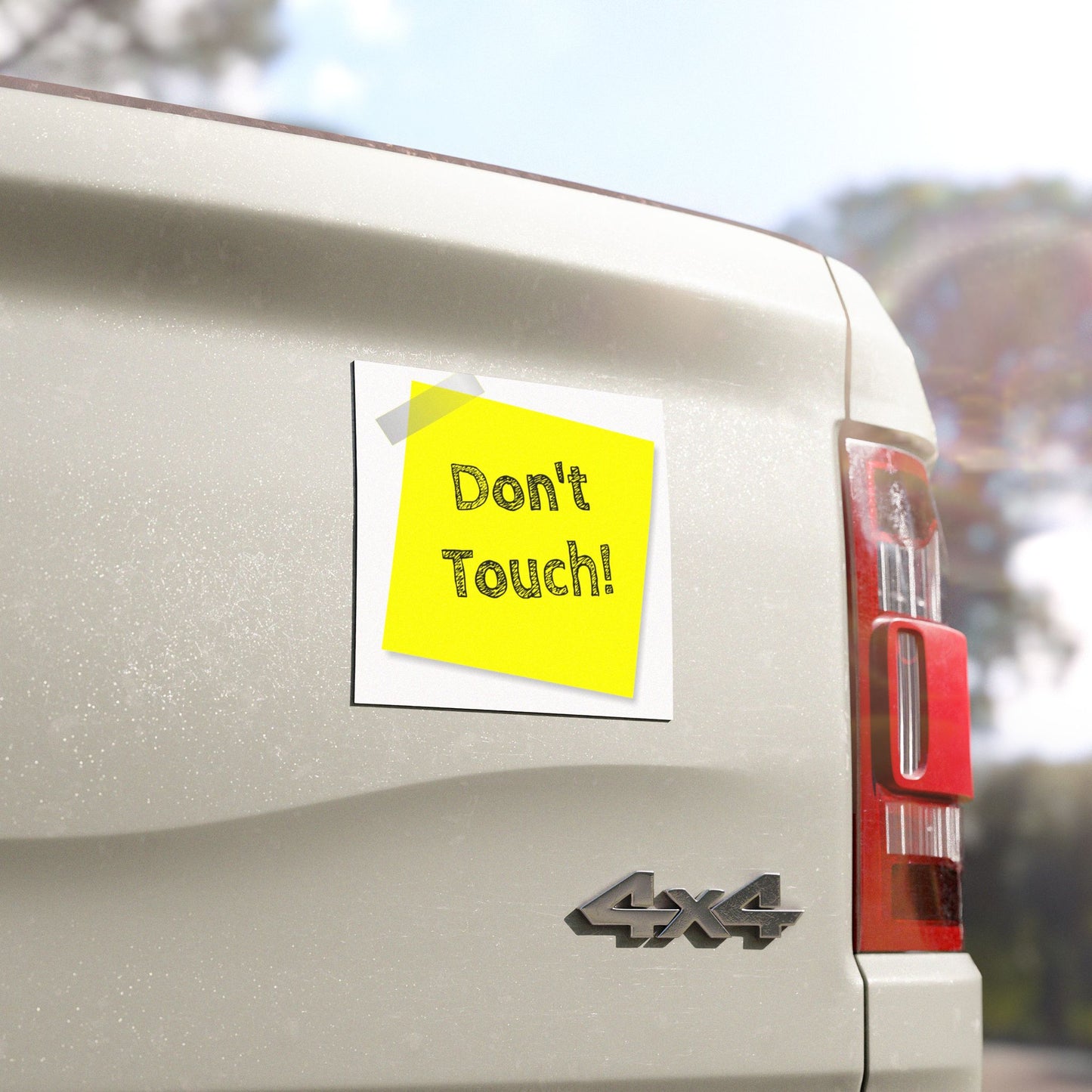 Don’t Touch! Car Magnet — Yellow Sticky Note Warning Sign