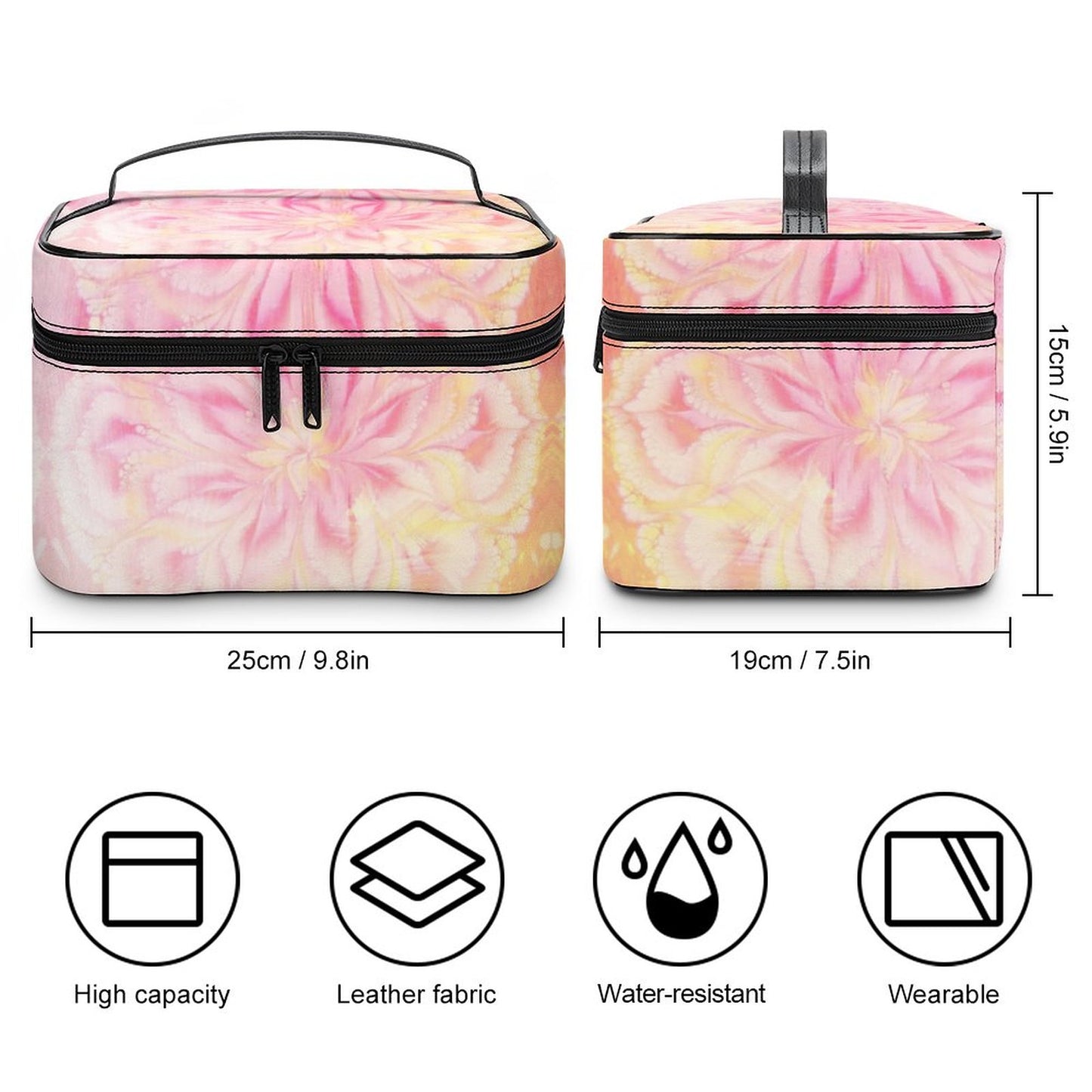 Make-up bag with Lychee pattern PU material