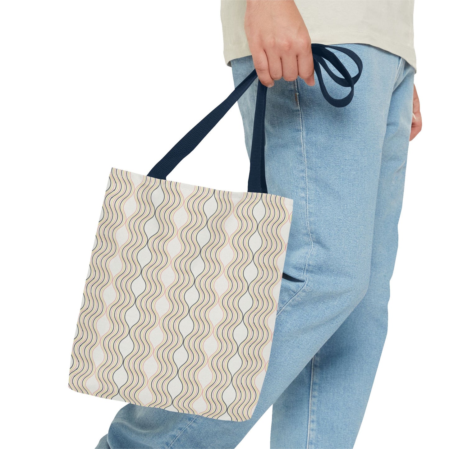 Waves Pattern Tote Bag, Boho Chic Handbag, Everyday Carry, Beach Bag, Gift for Her, Eco-Friendly Style