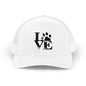 Love Paw Print Trucker Cap for Animal Lovers, Adjustable Snapback Hat for Pet Owners, Gifts for Dog Moms, Cat Dads, Pet Adoption Events