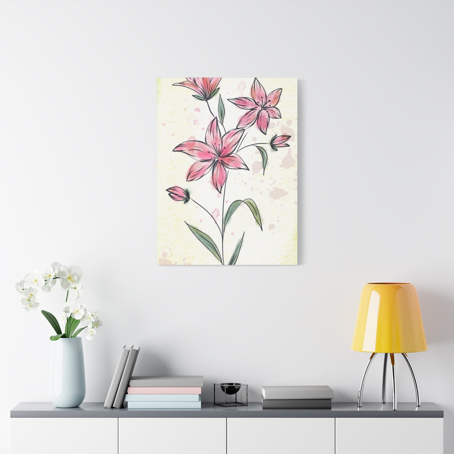Matte Canvas, Stretched, 1.25" Tulips Pink Flowers