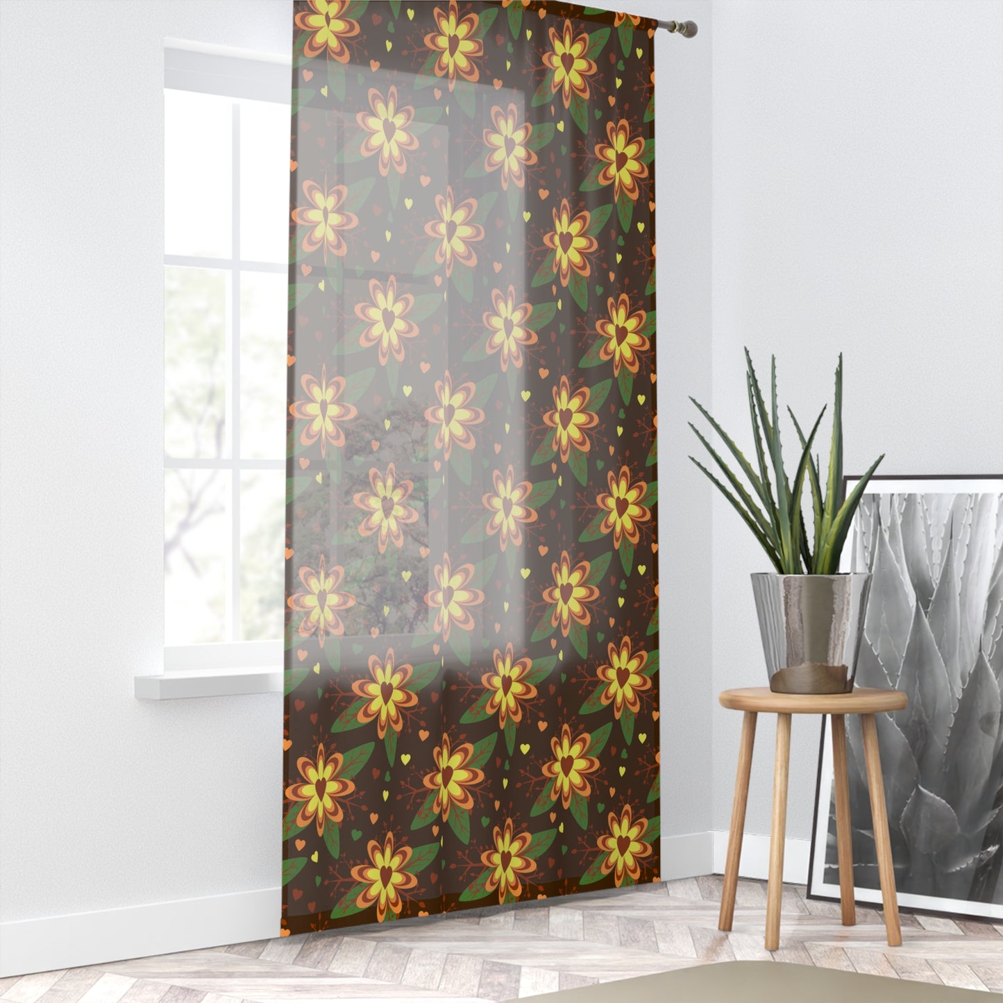 Floral Window Curtain, Bohemian Home Decor, Living Room Drapes, Sunny Bedroom Curtains, Spring Home Accessories, Gift Idea