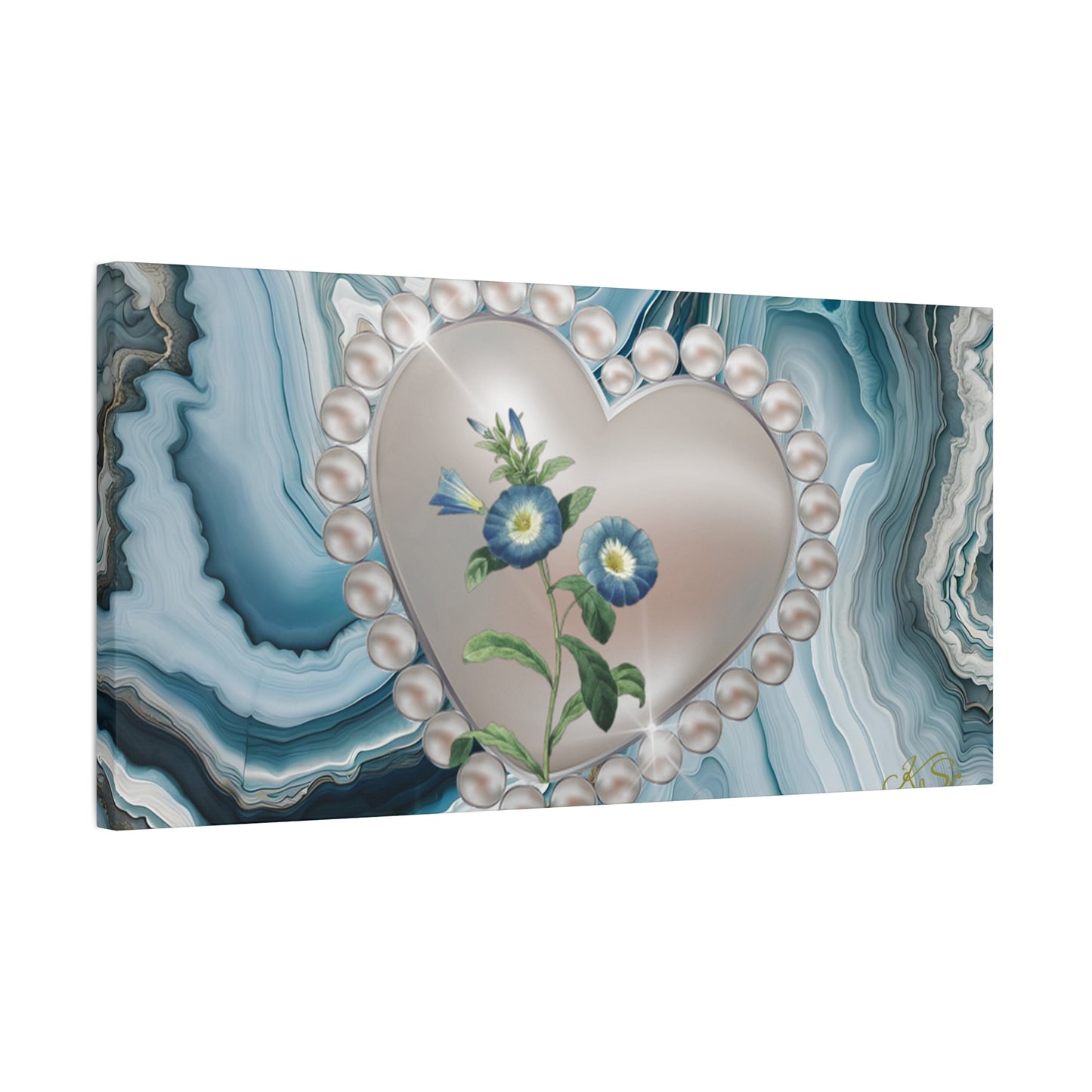 Elegant Floral Heart Canvas Wall Art, Modern Home Decor, Gift for Her