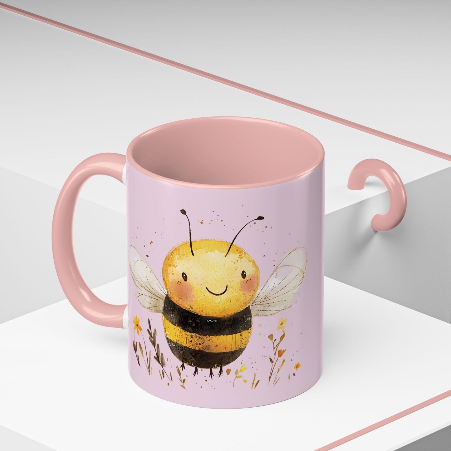 Cute Bee Accent Coffee Mug for Nature Lovers, Fun Bee Design, Gift for Friends, Bee Themed Kitchenware, Bee Lover's Mug