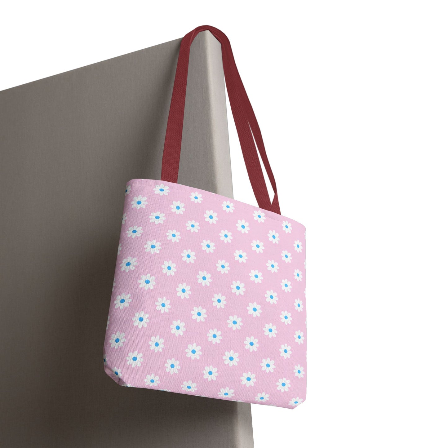 Pink Daisy Pattern Tote Bag — Floral Everyday Canvas Shopper