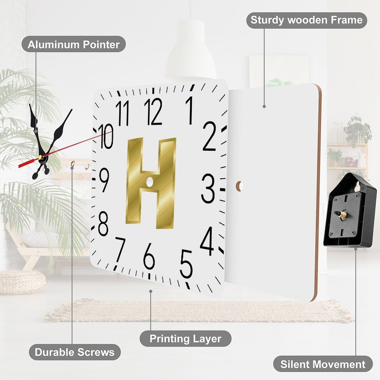 Square Wall Clock-9.8"x9.8"/25x25cm