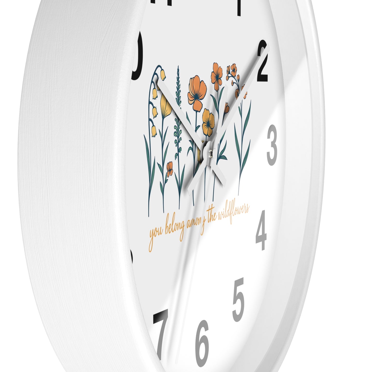 Boho Floral Wall Clock - You Belong Among the Wildflowers, Home Decor, Gift for Nature Lovers, Office Wall Decor, Rustic Style