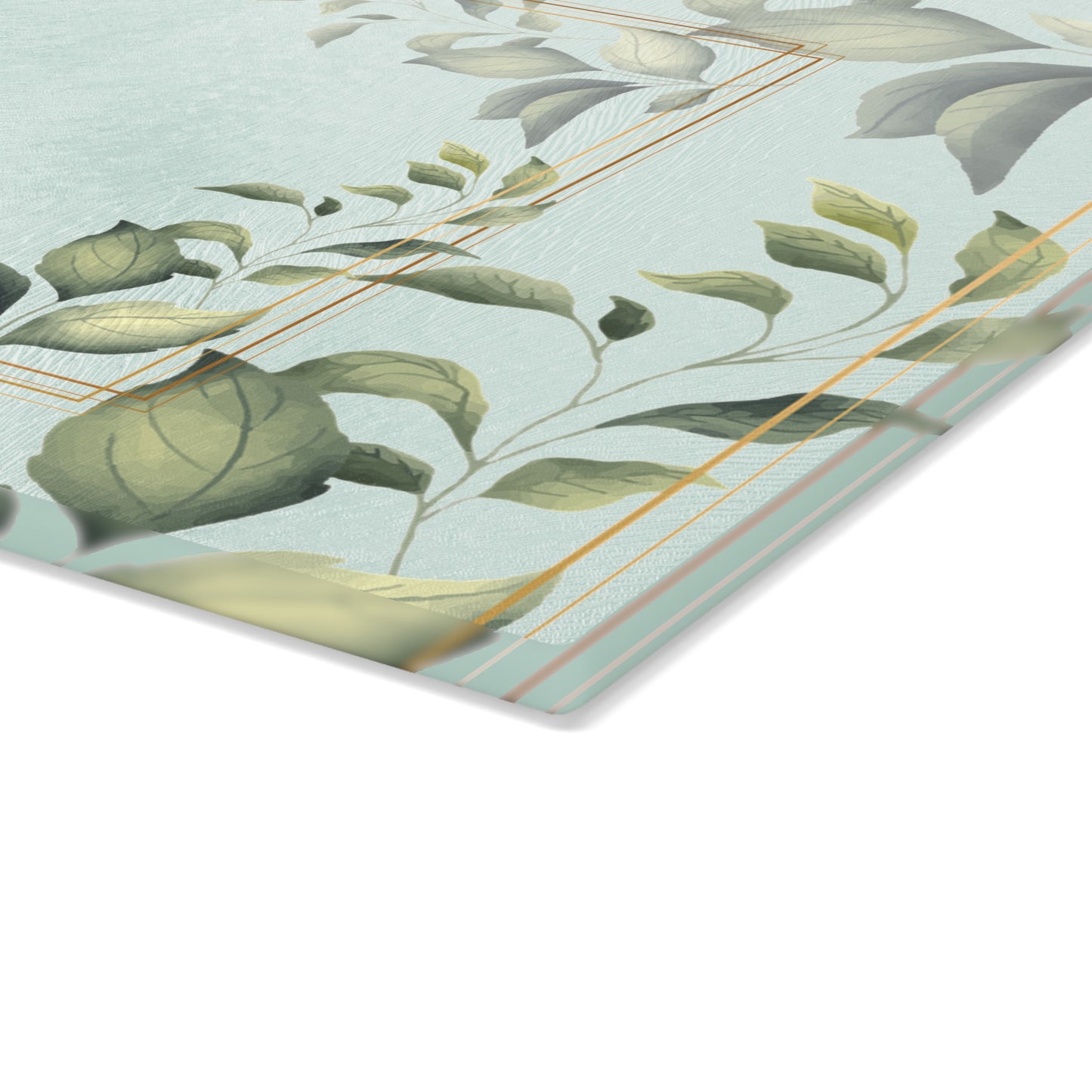 Glass Cutting Board — Botanical Green Leaf Decorative Kitchen Board