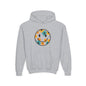Youth Floral Hoodie – Orange & Teal Flower Circle Design