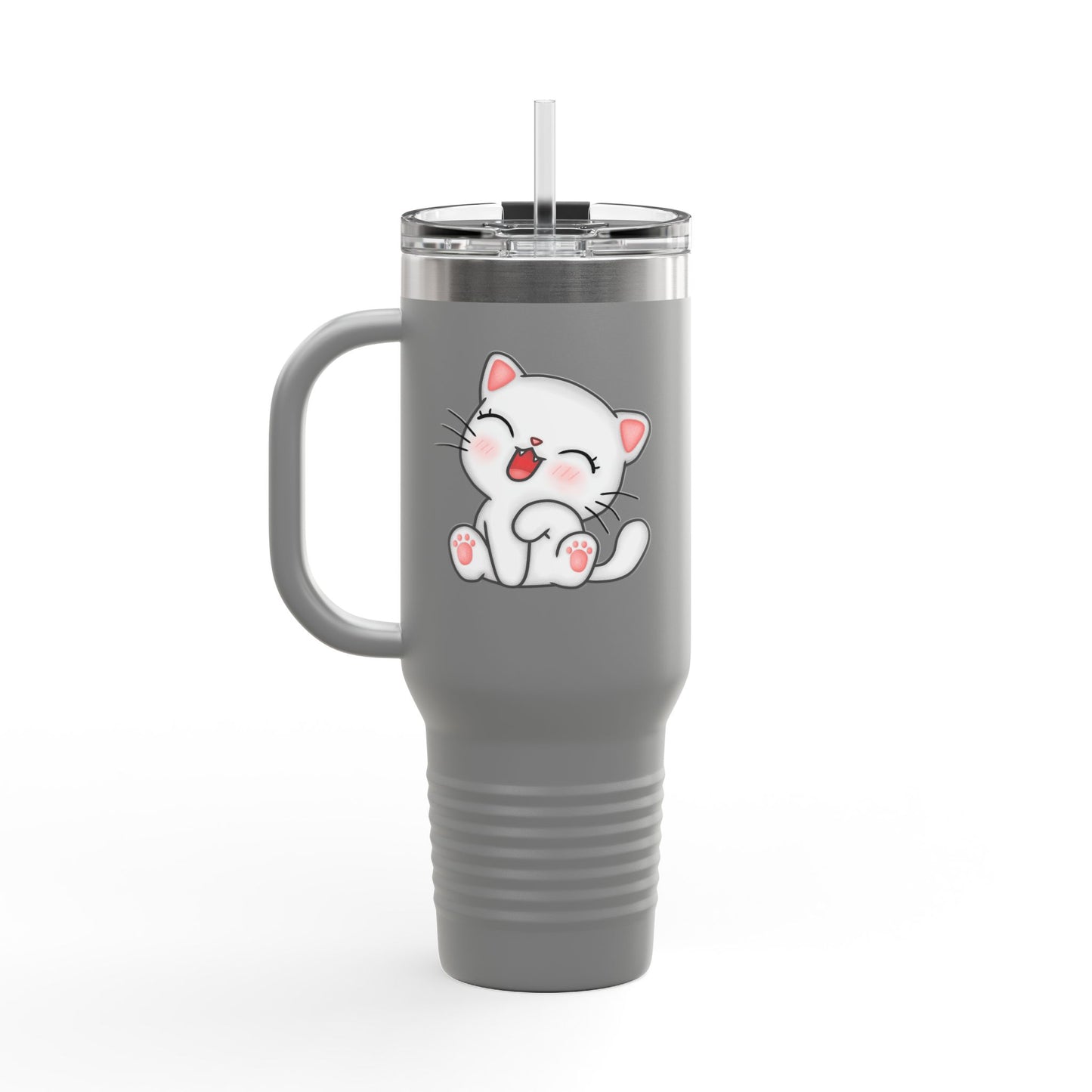 Cute Cat Insulated Travel Mug, 40oz | Funny Coffee Mug for Cat Lovers, Animal Lover Gift, Travel Tumbler, Pet Themed Drinkware