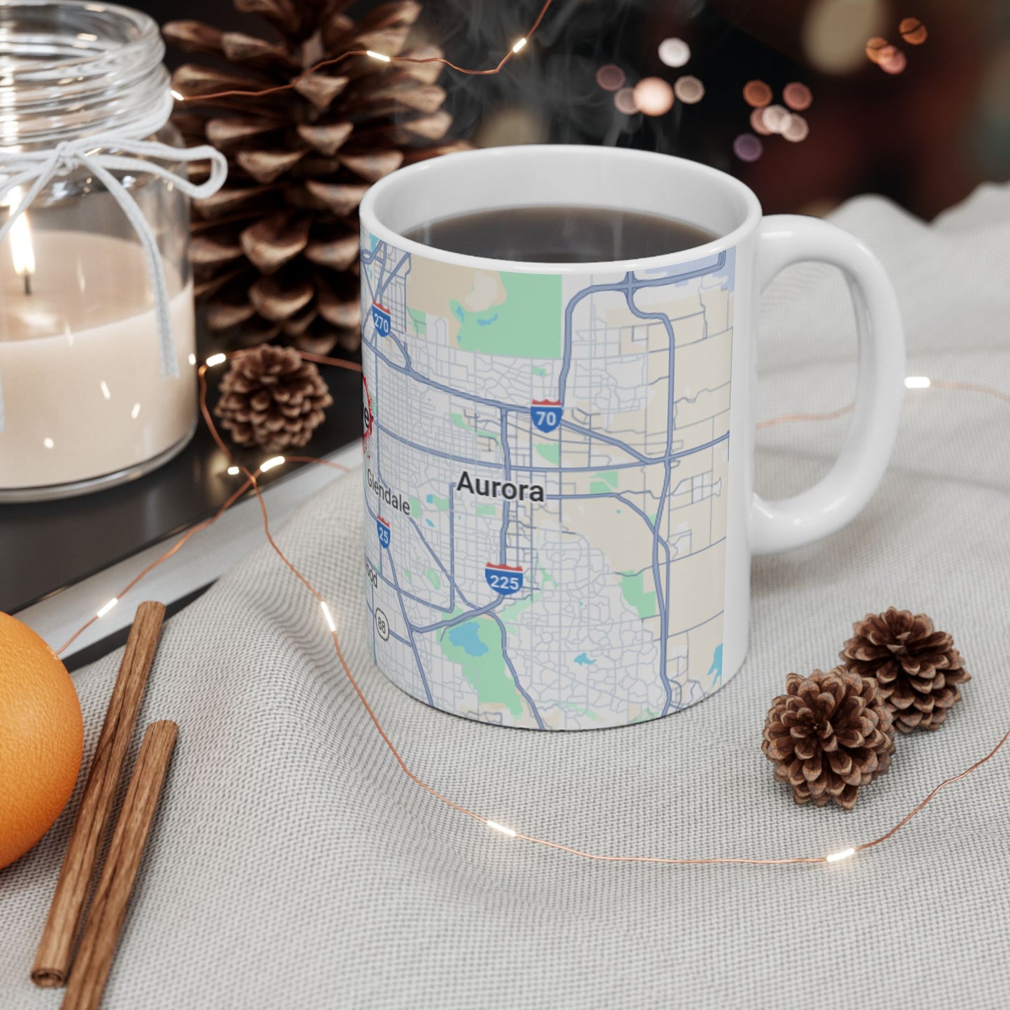 Personalized Denver Map Ceramic Mug - Custom Coffee Cup, Great Gift for Coffee Lovers, Home Decor, Moving Away, Housewarming, Road Trip