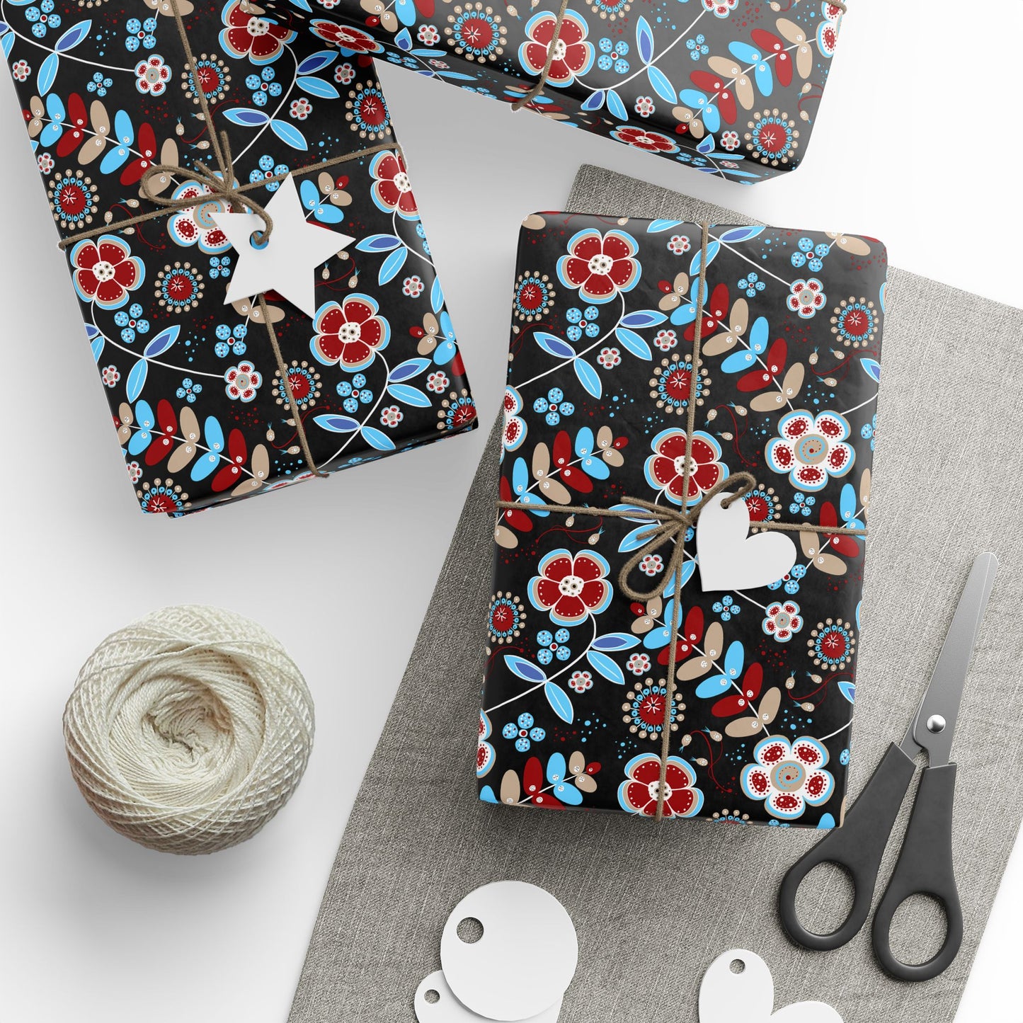 Festive Wrapping Paper Roll, Colorful Floral Gift Wrap for Holidays, Birthdays, Special Occasions, Unique Christmas Gift Wrap