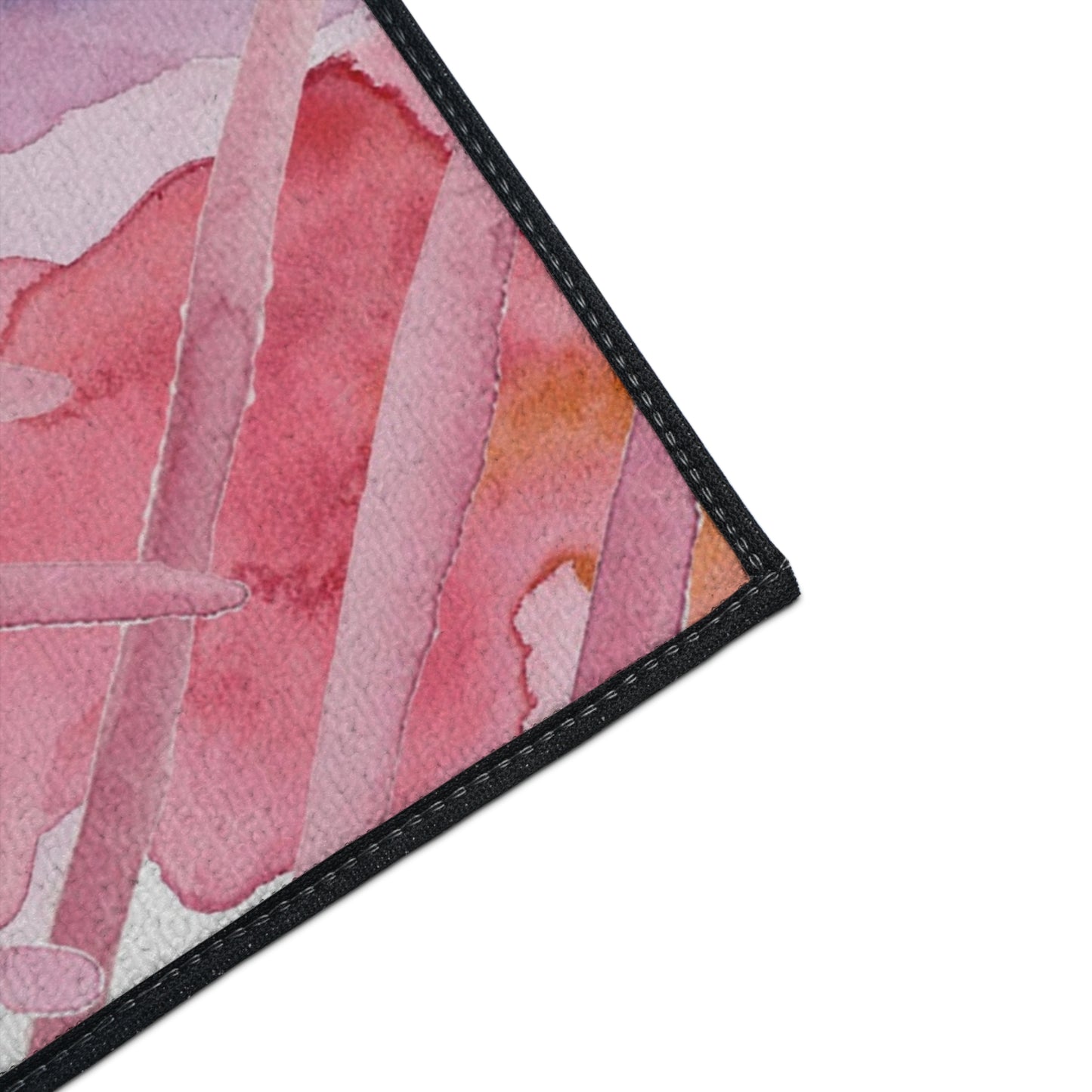 Pink Watercolor Abstract Heavy-Duty Floor Mat — Slip-Resistant Entry & Kitchen Rug