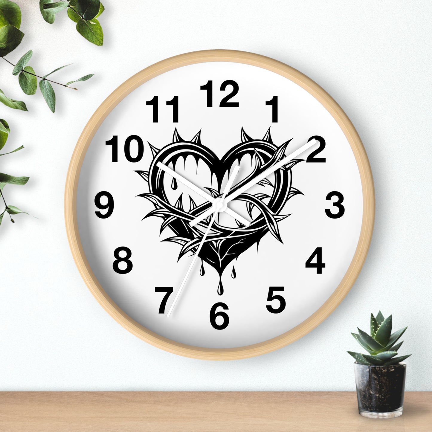 Heart & Thorns Wall Clock - Gothic Decor, Home Wall Art, Unique Timepiece, Perfect Gift for Her, Stylish Home Accessories