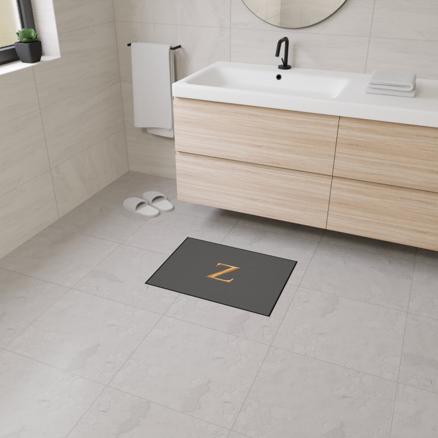 Gray and Gold Monogram Z Heavy-Duty Floor Mat