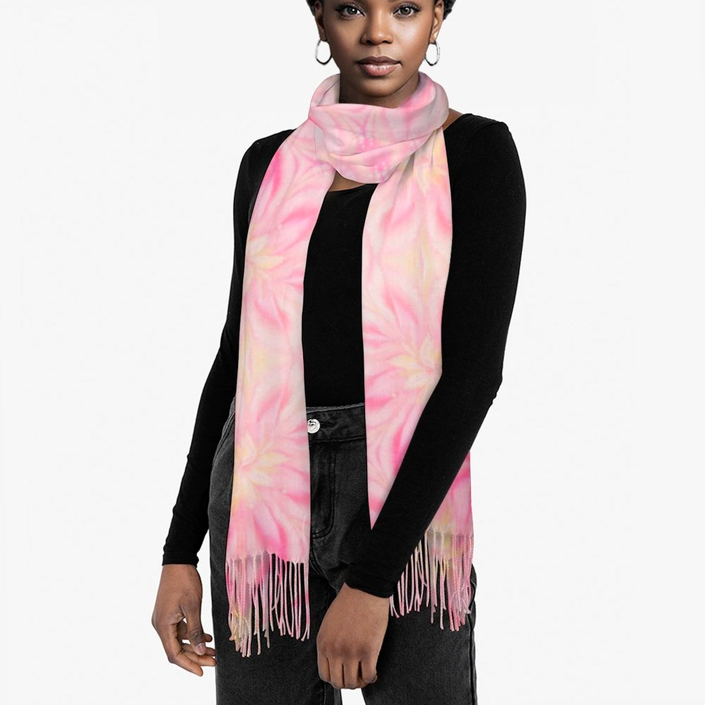 Cashmere-like Tassel Scarf Tie-dye