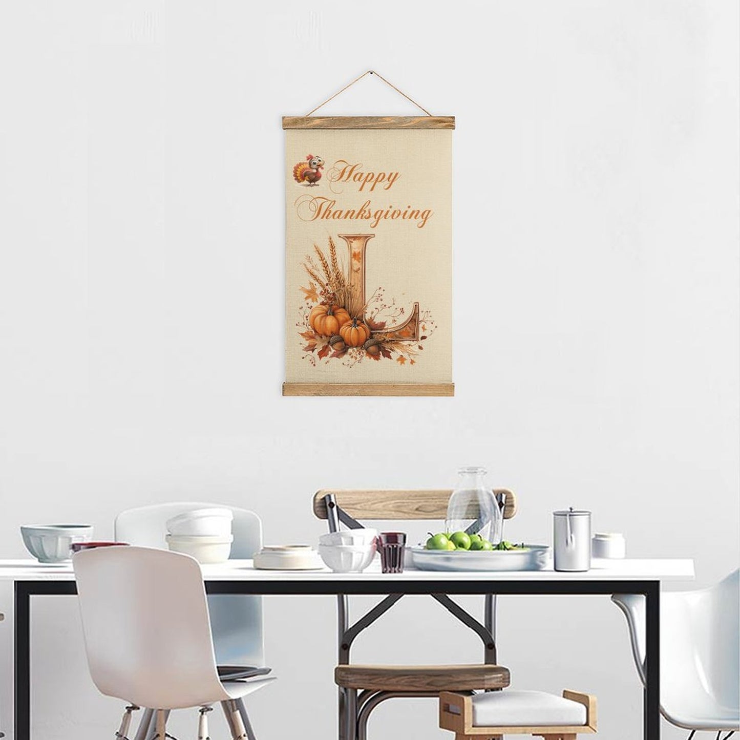 Framed Flax Painting Wall Decor - Letter L