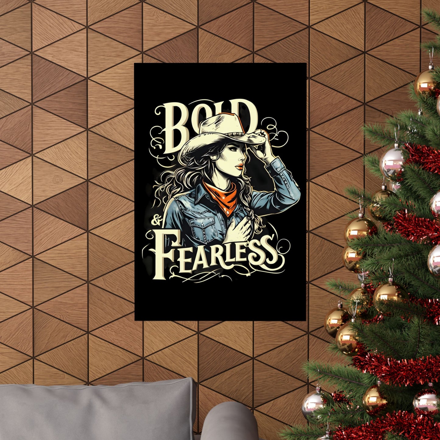 Bold & Fearless Cowboy Woman Poster — Matte Vertical Wall Art