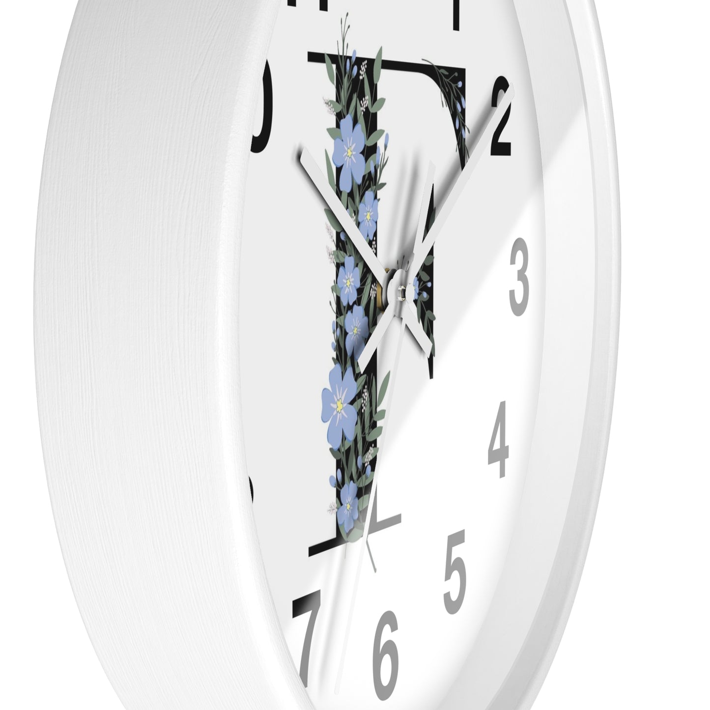 Personalized Floral Initial Wall Clock - Beautiful Home Decor, Gift for Her, Wedding, Housewarming, Mother's Day, Custom Timepiece