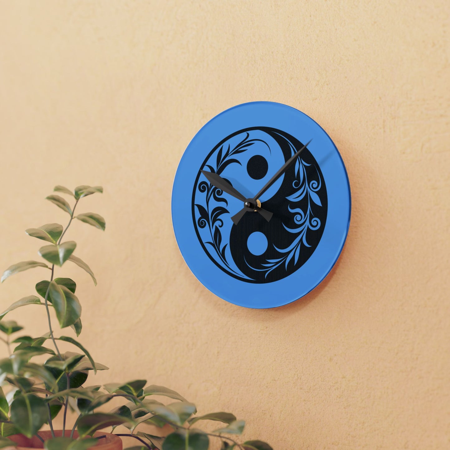 Yin Yang Acrylic Wall Clock, Bohemian Decor, Modern Home Accent, Statement Art, Gift for Yoga Lovers, Unique Wall Art