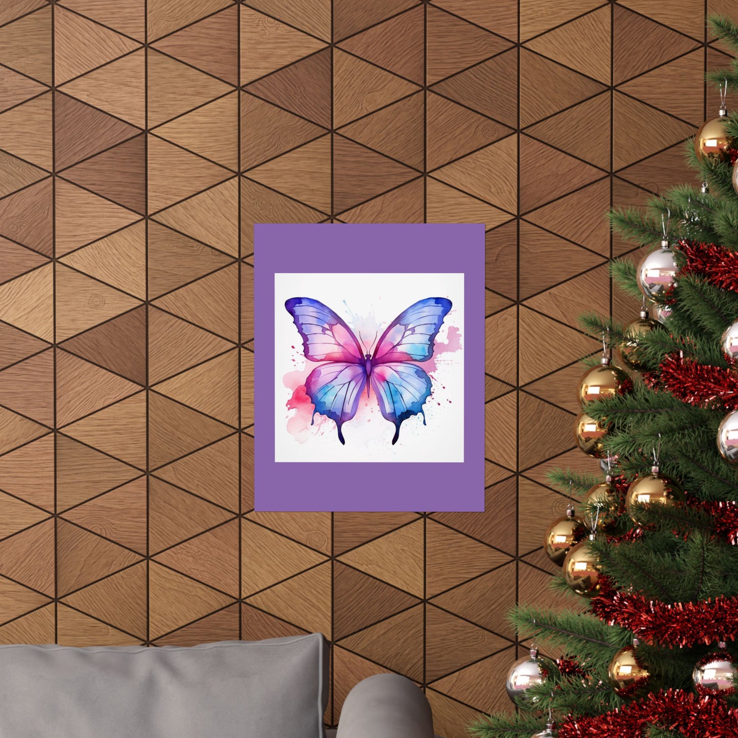 Butterfly Watercolor Matte Poster — Purple Vertical Art Print