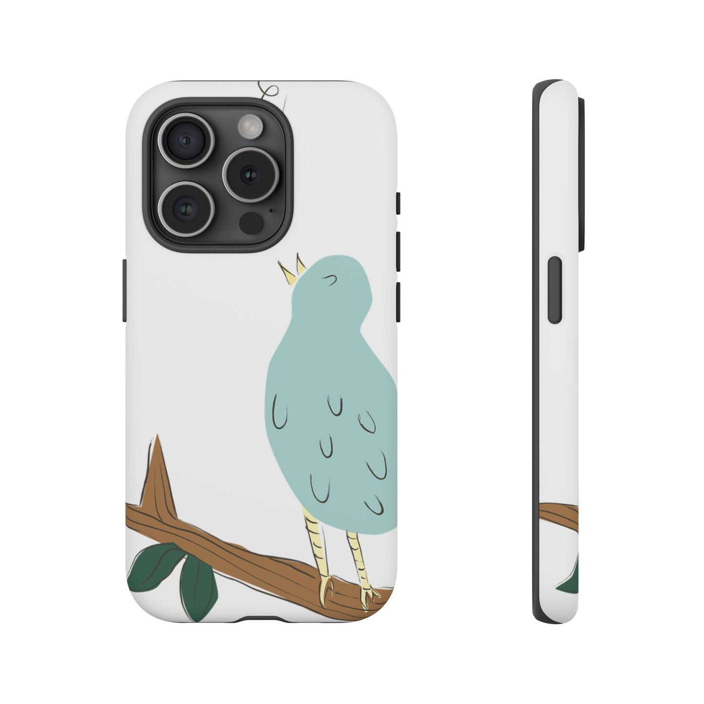 Birdsong Phone Case — Cute Blue Bird on Branch Protective Case