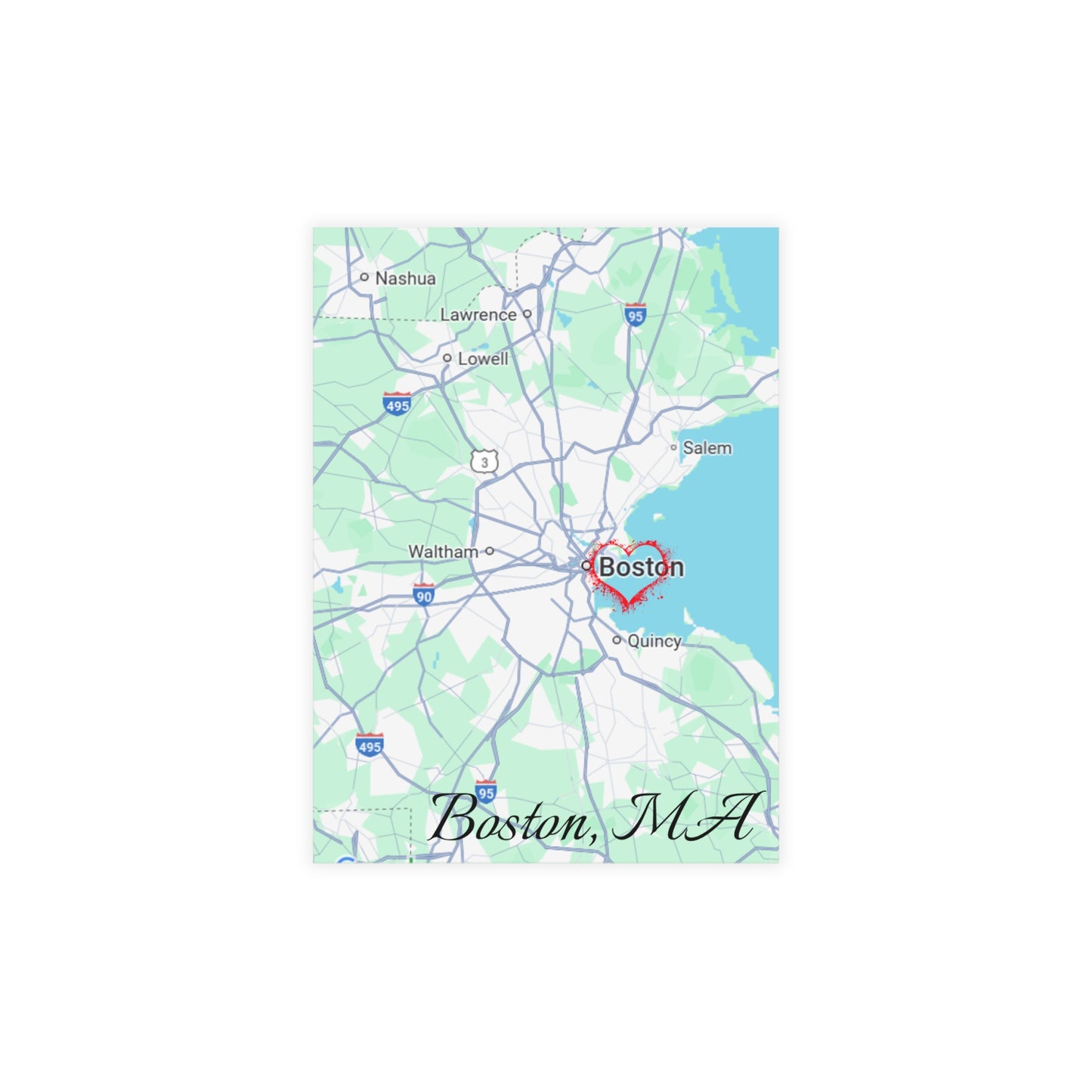 Boston Map Postcard Bundle - Personalized Travel Keepsake, Perfect for Souvenirs, Gifts, Wedding Invitations, or Event Thank You Cards