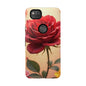 Floral Phone Case with Red Rose Design, Tough Phone Cover, Flower Print, Gift for Her, Stylish Accessory, Floral Aesthetic