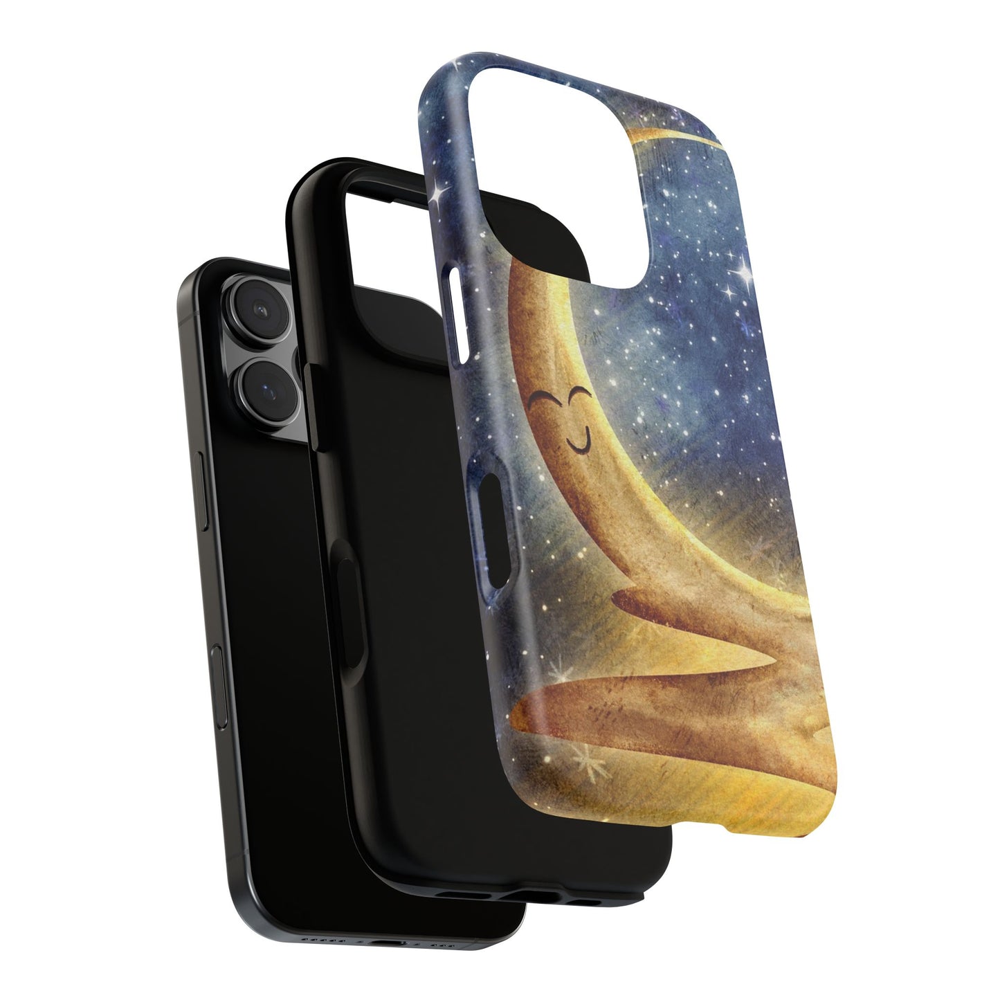 Moonlit Smile Phone Case — Starry Night Crescent Moon iPhone Cover