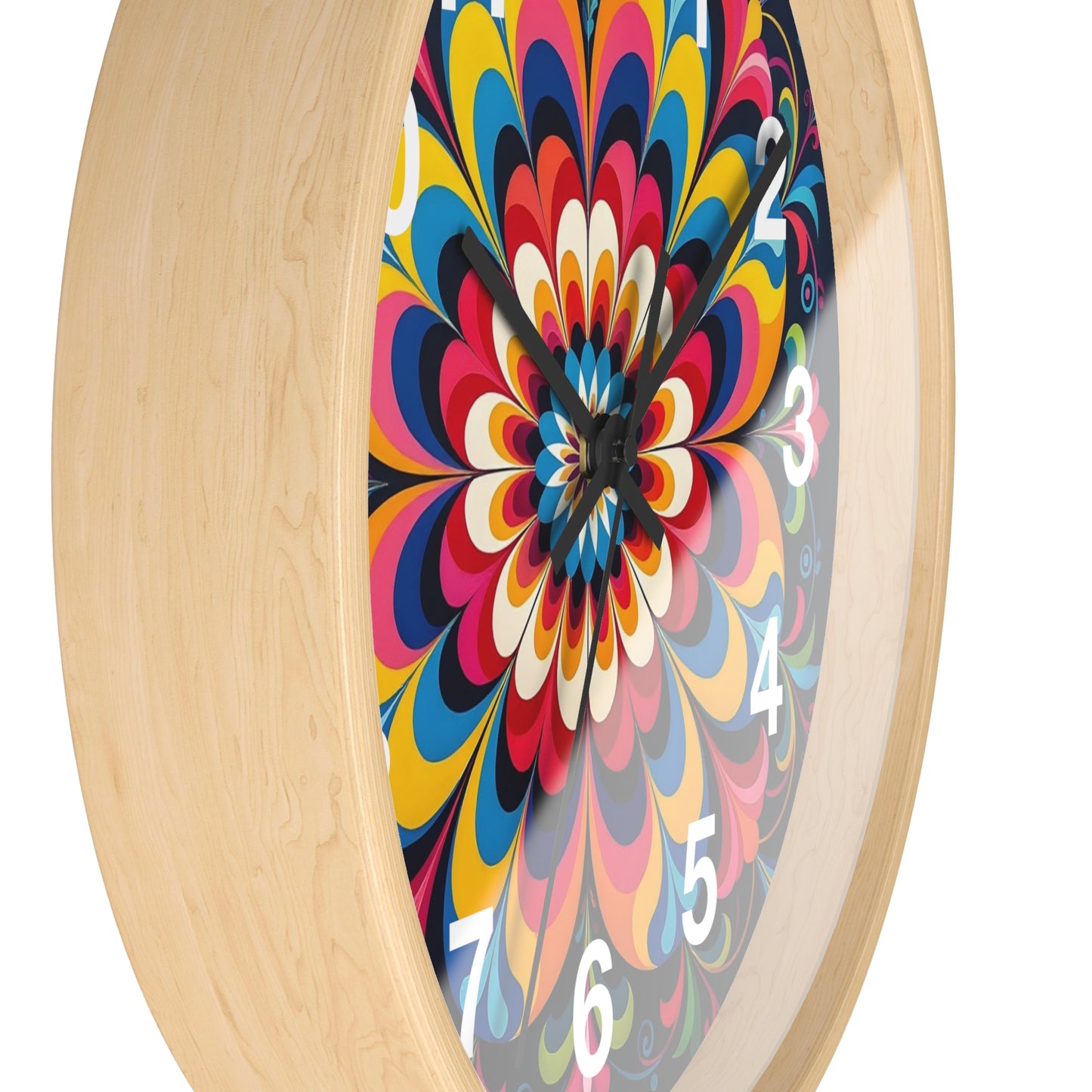 Colorburst Mandala Wall Clock — Vibrant Retro Boho Home Decor